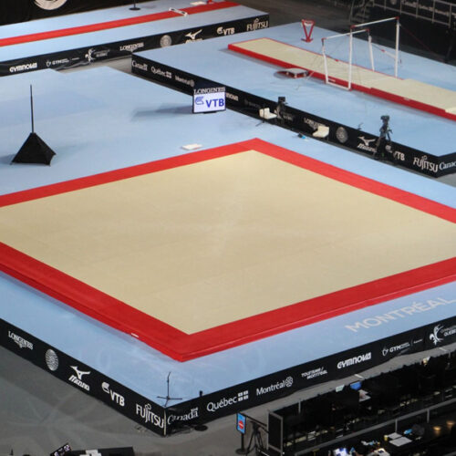 actual Montreal Competition Spring Exercise Floor with Overlay Carpet
